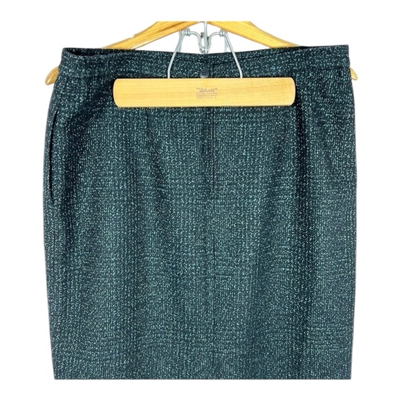 Lee David Ltd Collection Vintage Black & Teal Wool Blend Midi Skirt Size 15/16 - Picture 5 of 7